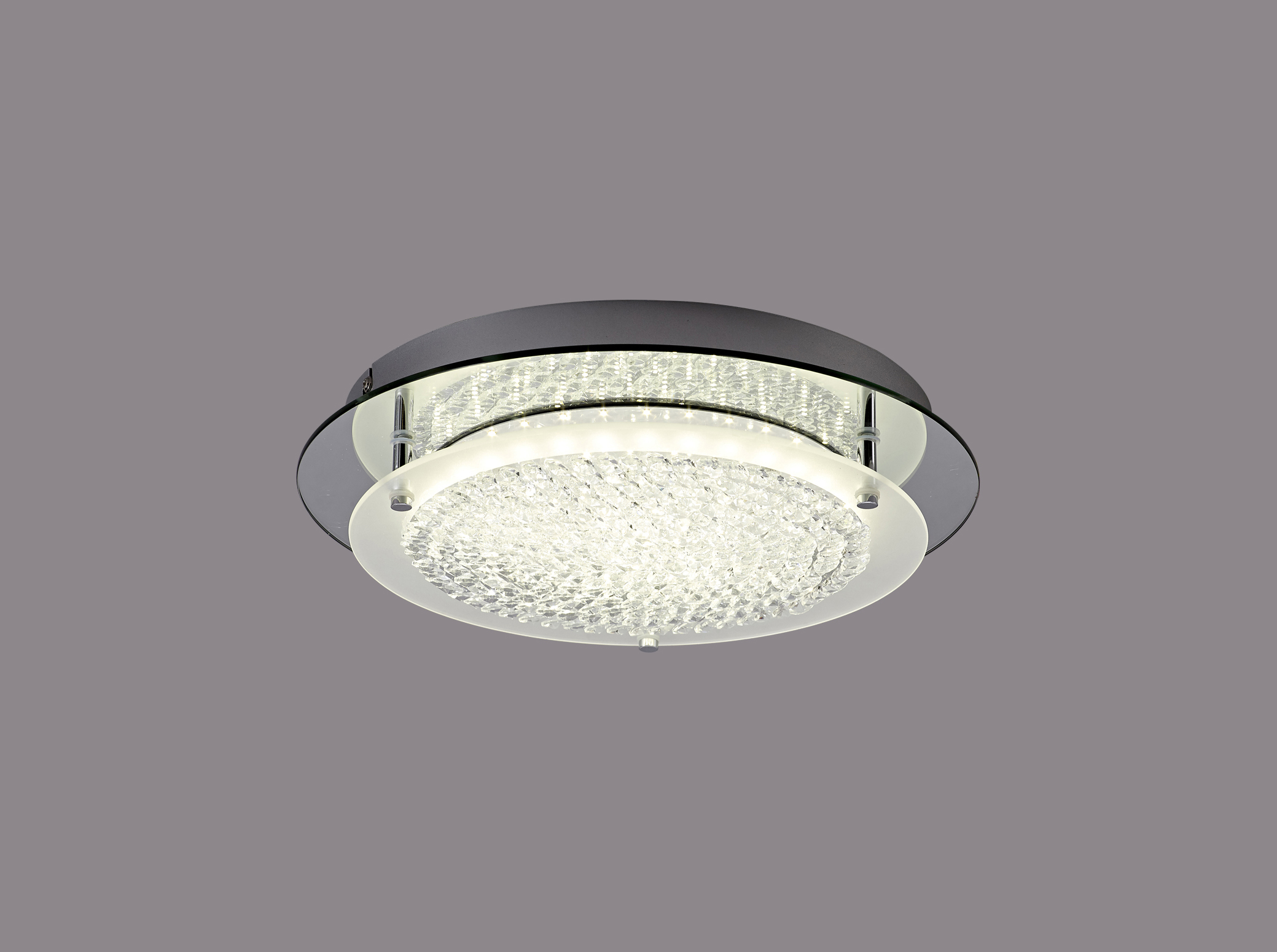 D0750  Gino Round Crystal 18W LED Flush Ceiling Light Silver